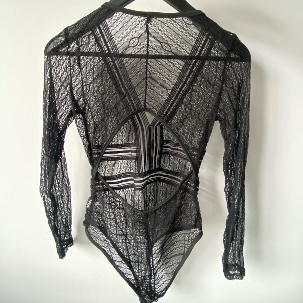 Sheer Lace Long Sleeve Bodysuit